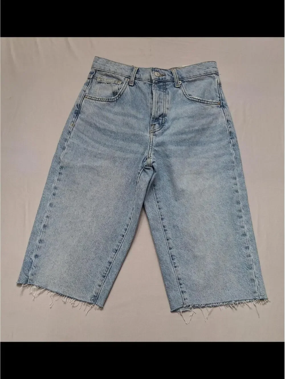 We The Free Jam Session Light Blue Relaxed Fit Denim Capri Jean Shorts